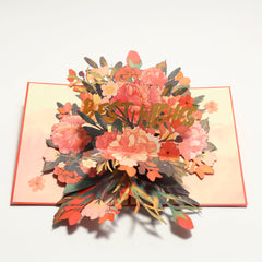 Best Wishes Red Floral Pop-Up Greeting Card – A Festive Bloom