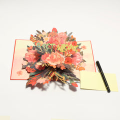 Best Wishes Red Floral Pop-Up Greeting Card – A Festive Bloom