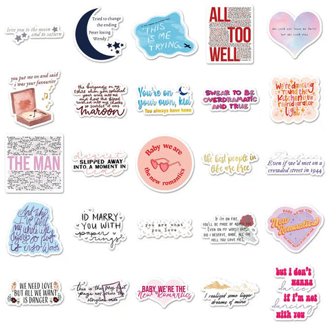 Lyric-Inspired Sticker Pack – 50 Unique Designs