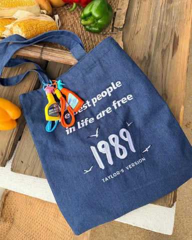 Embroidered Denim Everyday Tote Bag