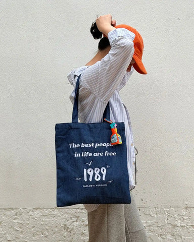 Embroidered Denim Everyday Tote Bag