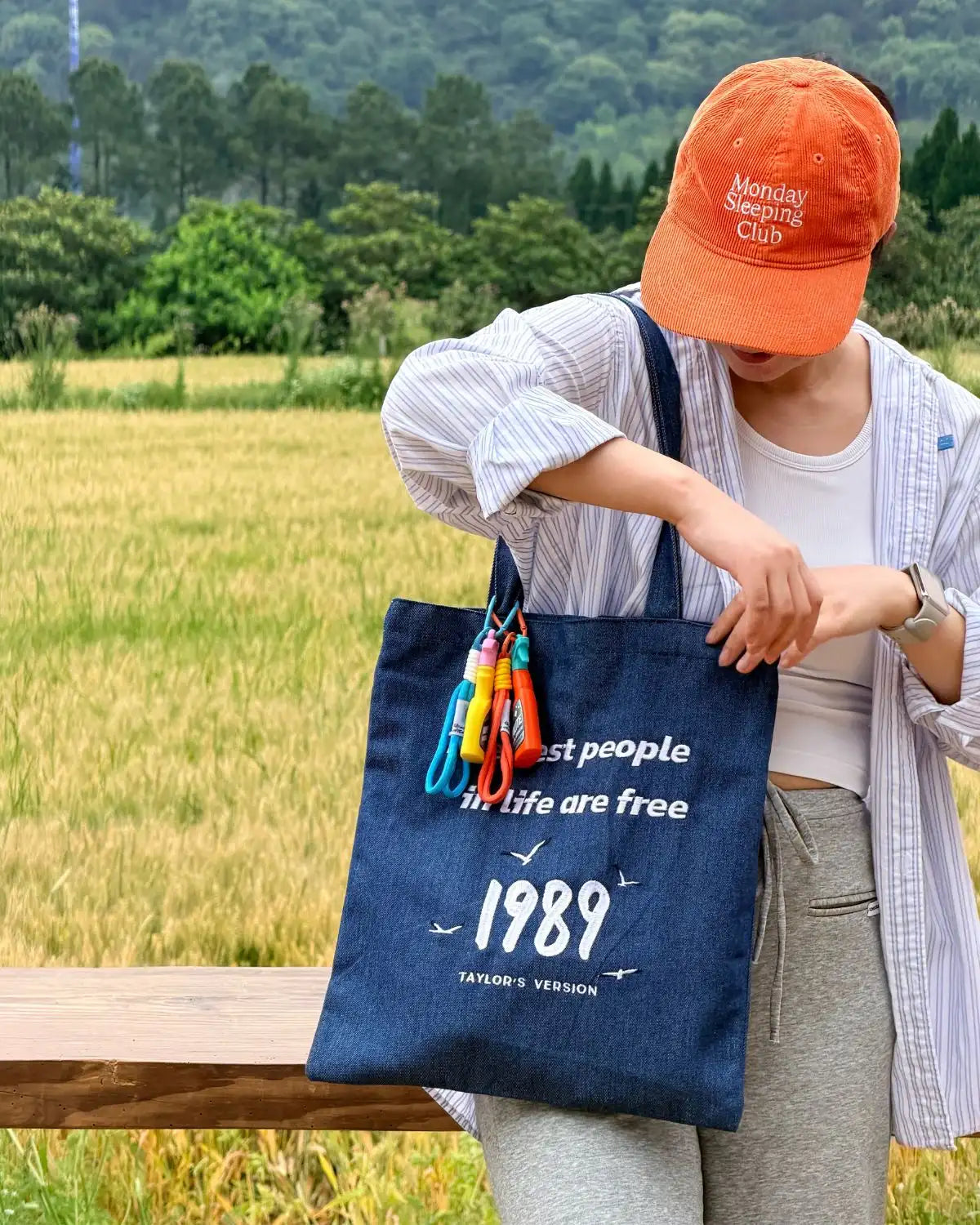 Embroidered Denim Everyday Tote Bag