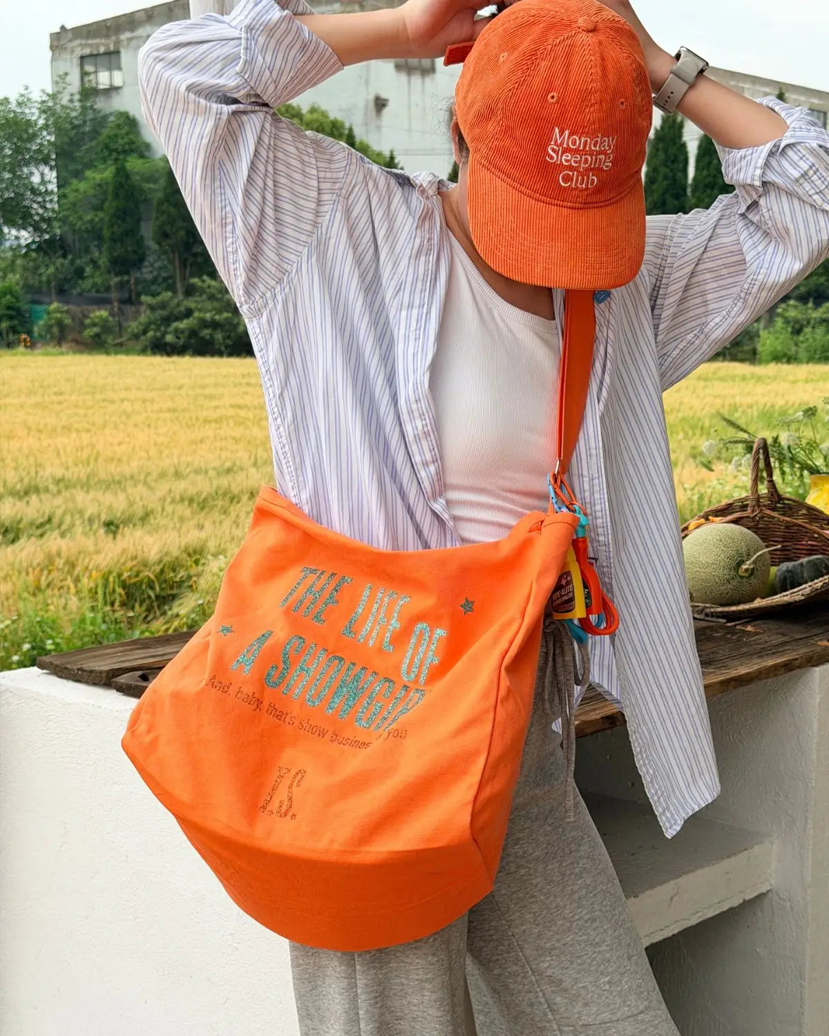 Oversized Showgirl Canvas Tote Bag