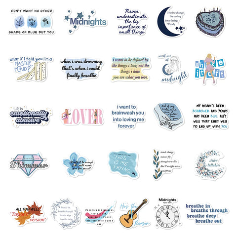 Mixed-Era Lyric Sticker Pack – 50 Unique Designs