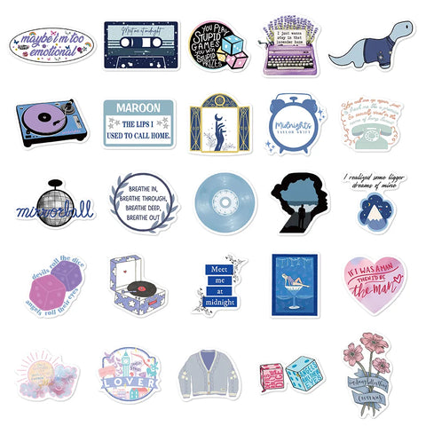 Mixed-Era Lyric Sticker Pack – 50 Unique Designs